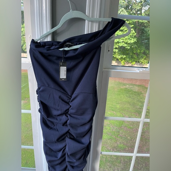 Navy One Shoulder Midaxi Dress - Picture 6 of 7